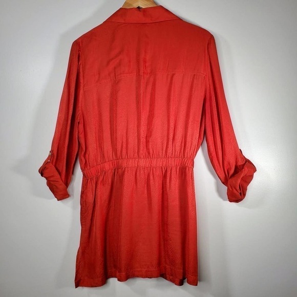Chico's Snakeskin Print Tie Waist Tunic Red Orange Size 1 / Medium - Picture 6 of 12